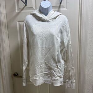 Lululemon Scuba Hoodie Ivory Off White Cream Pullover Thumbhole Size 8
